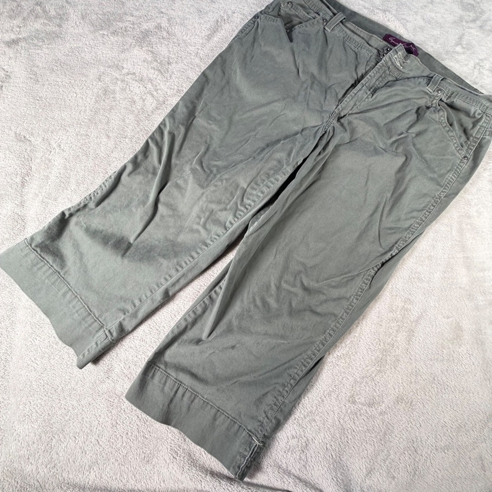 Gloria Vanderbilt Amanda Capri Pants Sage Green Olive Trousers Size 20W Cropped